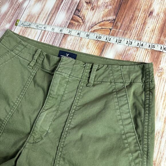 American Eagle Sz 6 Green Stretch Mid Rise Joggers Chino Twill Ankle Pants 31x26 - Picture 5 of 11